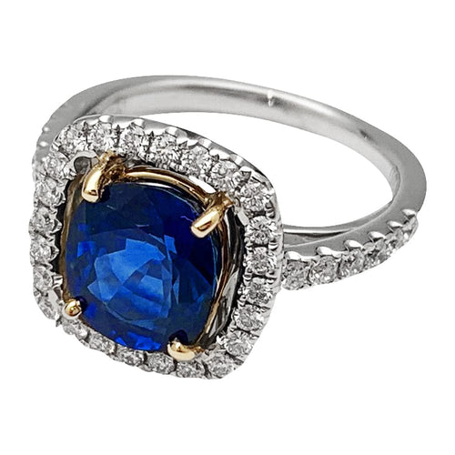 Bague 52 Bague saphir et diamants, or blanc et jaune. 58 Facettes 30351