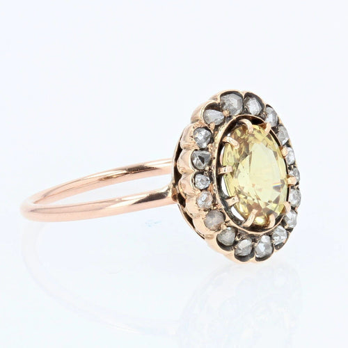 Bague 54 Bague ancienne saphir jaune et diamants 58 Facettes 20-619-48