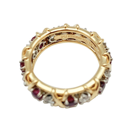 Bague 50 Bague Tiffany&Co. "Sixteen Stones", or jaune, platine, diamants et rubis. 58 Facettes 30402