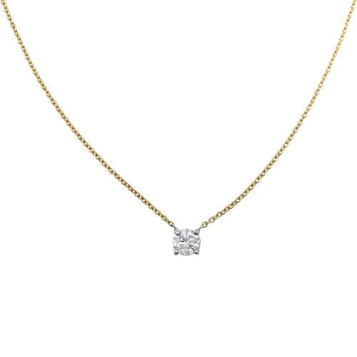 Collier Collier solitaire sur chaîne, 0.41ct, or jaune et blanc. 58 Facettes 30170