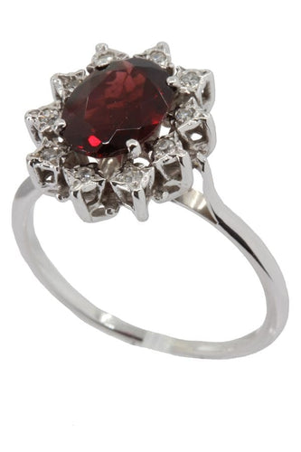 Bague Bague marguerite grenat et diamants 58 Facettes 037211