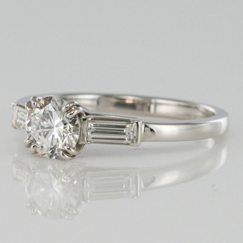 Bague 54 Solitaire diamant et diamants baguette 58 Facettes 16-060-54