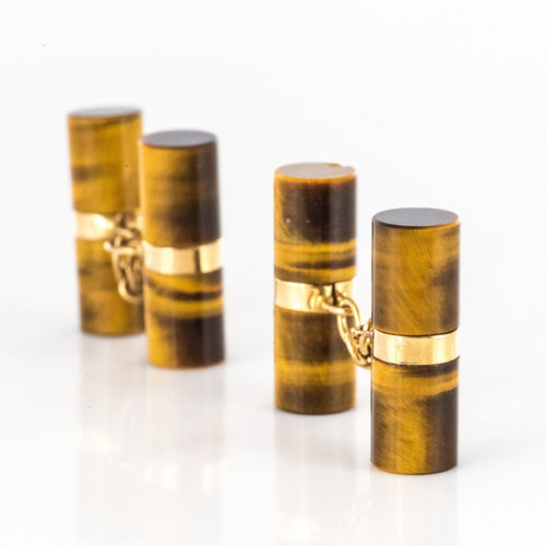Boutons de manchette Boutons de manchettes oeil de tigre et or 58 Facettes 20-315