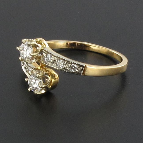 Bague 55 Bague Diamants toi et moi, or jaune et platine 58 Facettes 17-315-55-1