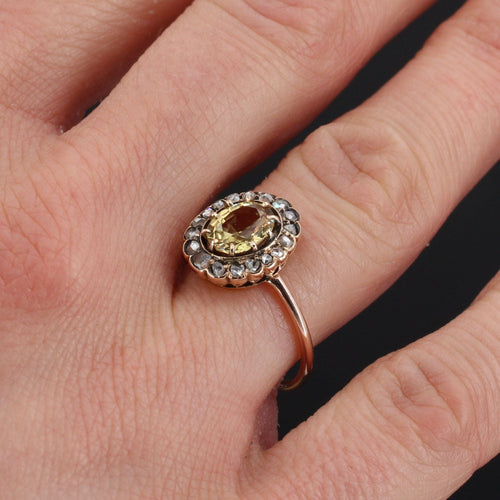 Bague 54 Bague ancienne saphir jaune et diamants 58 Facettes 20-619-48