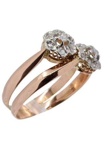 Bague 54 Toi et moi ancien 58 Facettes 34301