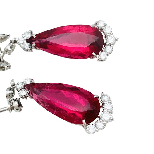 Boucles d'oreilles Boucles d'oreilles gouttes de rubellites et diamants. 58 Facettes 30529