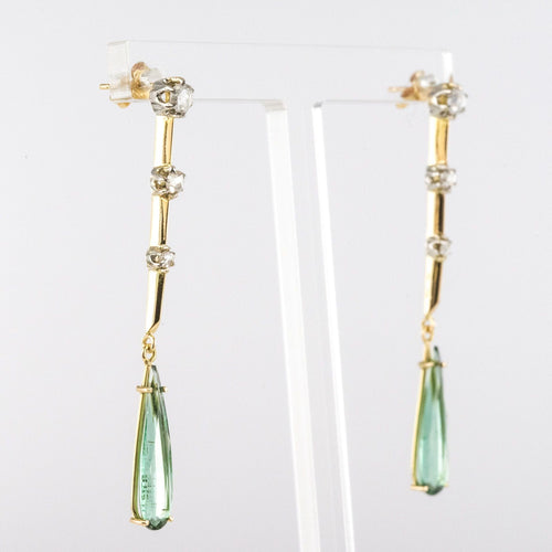 Boucles d'oreilles Pendants d'oreilles anciens diamants et tourmalines 58 Facettes AR0007461