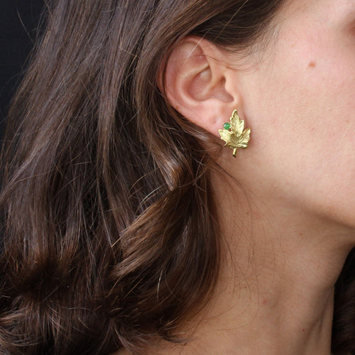 Boucles d'oreilles Boucles d'oreilles feuilles de vigne et émeraudes 58 Facettes 21-190