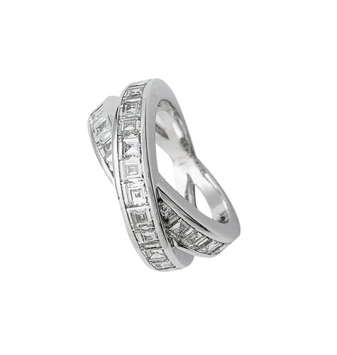 Bague 50 Bague Chopard or blanc, diamants carrés. 58 Facettes 30000
