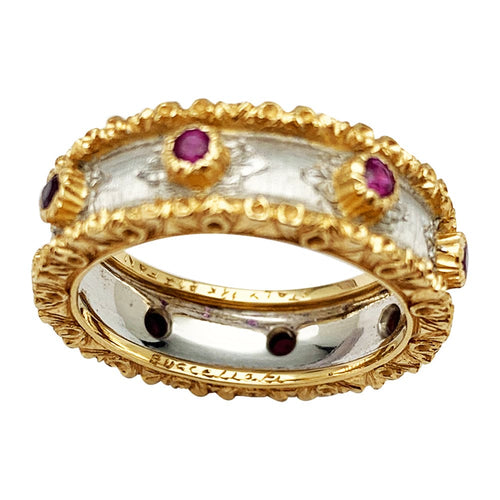 Bague 50 Bague bandeau Buccellati, "Fusi", deux ors, rubis. 58 Facettes 30332