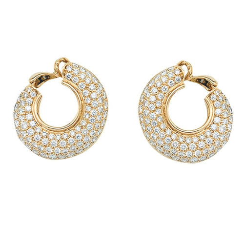 Boucles d'oreilles Boucles d'oreilles créoles diamants en or jaune. 58 Facettes 30516