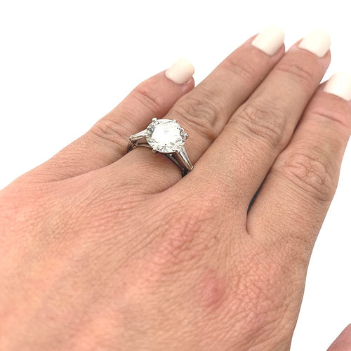 Bague 49.5 Solitaire platine, diamant 3.32 carats. 58 Facettes 30505