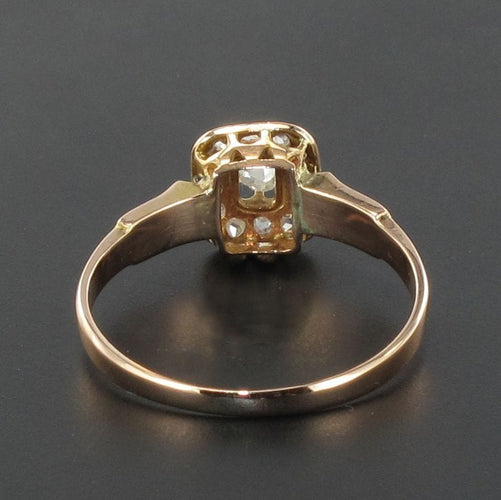 Bague 52 Bague ancienne or rose diamants carrée 58 Facettes 17-122-48