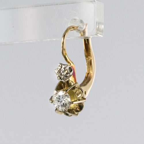 Boucles d'oreilles Dormeuses anciennes or jaune diamants 58 Facettes 20-100