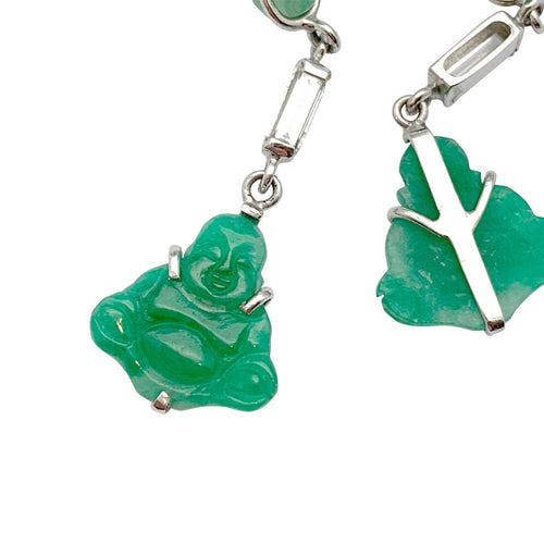 Boucles d'oreilles Boucles d'oreilles "Bouddha" en or blanc, jadéite et diamants. 58 Facettes 8188