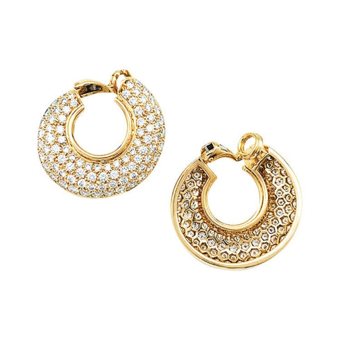 Boucles d'oreilles Boucles d'oreilles créoles diamants en or jaune. 58 Facettes 30516