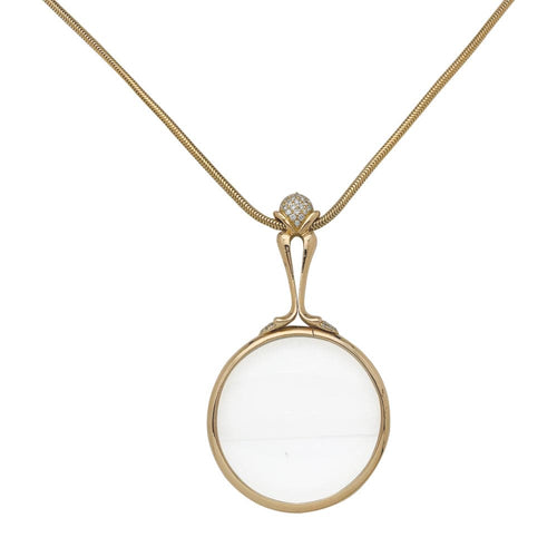 Collier Chaîne et loupe en or jaune, diamants. 58 Facettes 29367