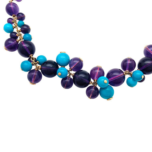 Collier Collier Cartier "Délices de Goa" en or jaune, améthyste, turquoises et diamants. 58 Facettes 30007