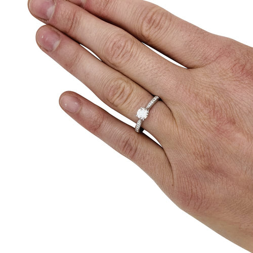 Bague 52.5 Bague solitaire en or blanc, diamant 0,51 ct. 58 Facettes 29430