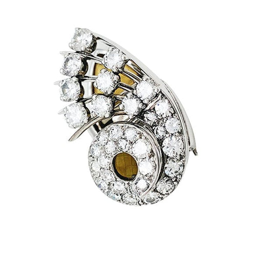 Boucles d'oreilles Boucles d'oreilles clips en or blanc et platine, diamants. 58 Facettes 30466