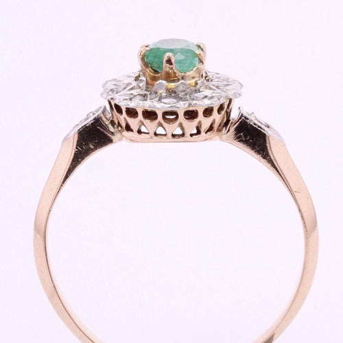 Bague 53 Bague ancienne pompadour émeraude diamants 58 Facettes 19-528-48