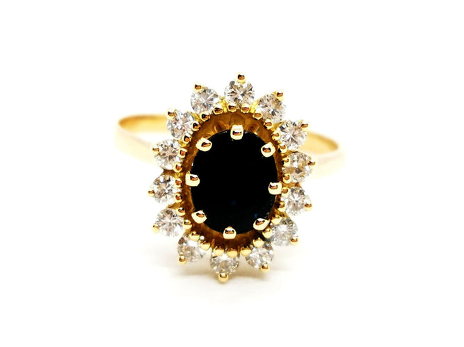 Bague 55 Bague Fleur Or jaune Saphir 58 Facettes 952717CN