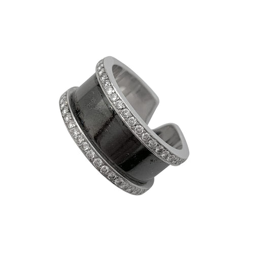 Bague 52 Bague Cartier Collection C en or blanc, diamants et émail noir. 58 Facettes 30036