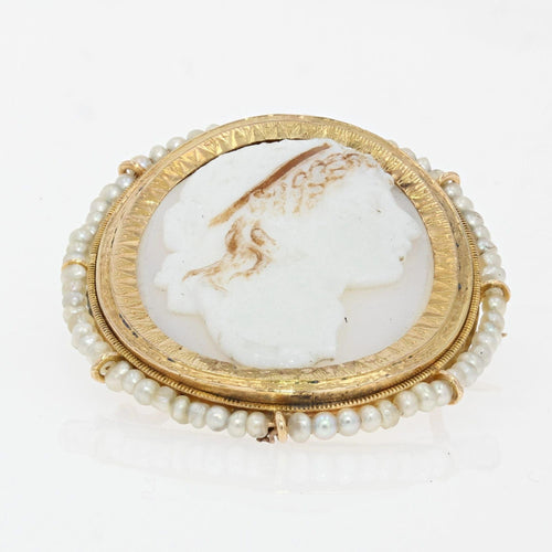 Broche Broche ancienne Camée entourée de perles fines 58 Facettes 17-182