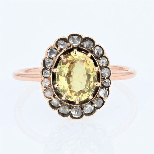 Bague 54 Bague ancienne saphir jaune et diamants 58 Facettes 20-619-48