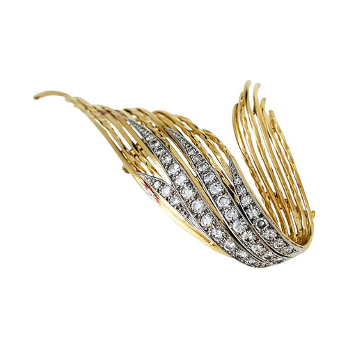 Broche Broche Sterlé en or jaune, platine et diamants. 58 Facettes 30241