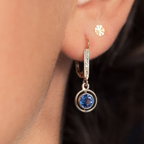 Boucles d'oreilles Boucles d'oreilles anciennes saphirs et diamants 58 Facettes 20-397