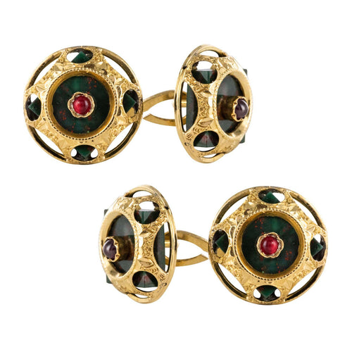 Boutons de manchette Boutons de manchettes Jaspes sanguins rubis 58 Facettes 19-680