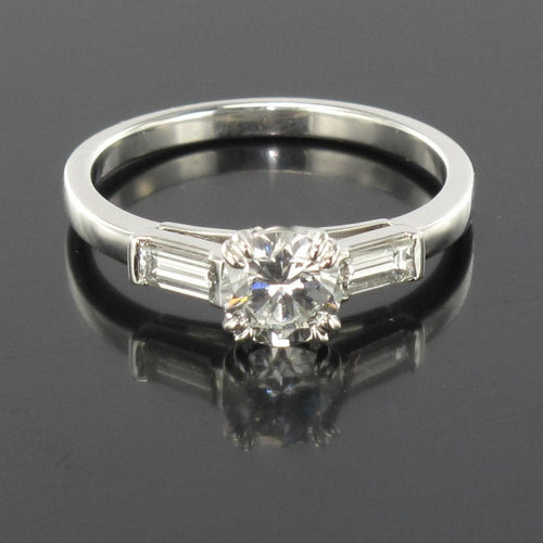 Bague 54 Solitaire diamant et diamants baguette 58 Facettes 16-060-54