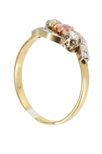 Bague Bague Art Nouveau saphir rose et diamants 58 Facettes 038171