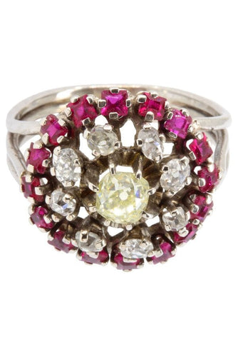 Bague Bague rubis et diamants années 70' 58 Facettes 18611