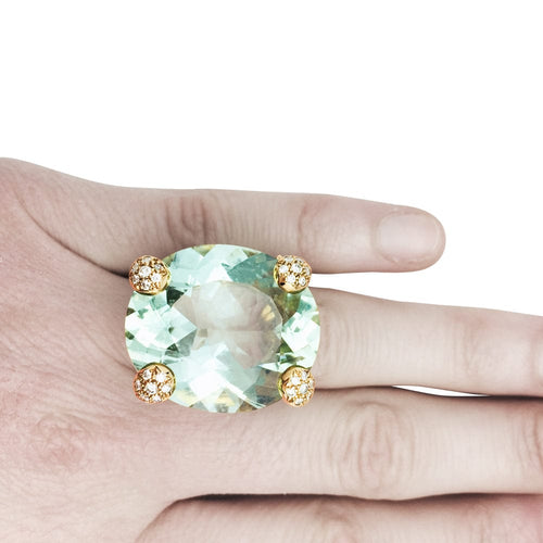 Bague 51 Bague Christian Dior "Miss Dior" en or jaune, béryl vert et diamants. 58 Facettes 25581-1