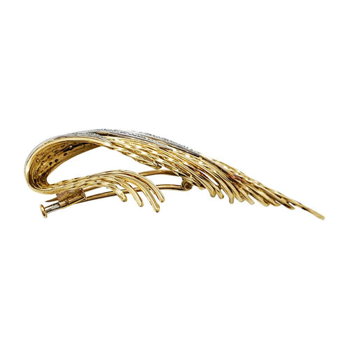 Broche Broche Sterlé en or jaune, platine et diamants. 58 Facettes 30241